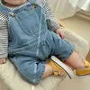 Jumpsuits Autumn New Baby Sleeveless Denim Jumpsuit Toddler Girl Pocket Overalls Newborn Boy Casual Romper Infant Denim Clothes H240508