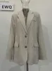 Damespakken Blazers Gestreepte Blazer Dames Notched Singe Breasted Dunne Split Side Linnen Jas Vrouwelijke Casual Kleding 2024 Lente Nieuw 2616L240117