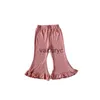 Trousers 2024 Spring New Solid Girls Flared Pants Cotton ldren Elastic Baby Loose Kids Casual Clothes H240508