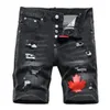 TR APSTAR DSQ short Jeans da uomo Hip Hop Rock Moto Distressed Denim Biker DSQ summer nero D2 Jeans short 1107