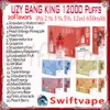 UZY BANG KING 12000 Puff Jetable E Cigarette 650mAh Batterie Rechargeable 20 Saveurs 23ml 0% 2% 3% 5% 12k Puffs Vapes Pen Starter Kit Authentique En Gros