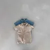 ROMPERS 2023 Sommer Neues Baby Kurzärmel Revers Pocket Strampler Neugeborenes Kind lässig Denim Jumpsuit für Jungen Mädchen Kleinkind Jeans Kleidung H240508