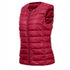 Parkas ONeck Solid Thin Quilted Down Vest Women Korean Fashion Sleeveless Jackets 2022 Autumn Winter