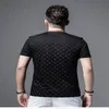 Été à manches courtes pour hommes à la mode 2024 nouvelle impression à manches mi-longues mince personnalité de forage à chaud tendance ins t-shirt pour hommes à col rond noir M-4XL