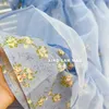 Flickaklänningar Barn Floralklänning 2024 Summer Short Sleeve Mesh Korea Style Teenage Cotton Princess 2st 4-12 år WZ672