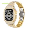Luxe gouden diamanten strassbandarmband voor Apple Watch 44/45 mm