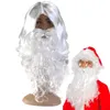 Festa decoração seda branco santa fantasia vestido traje assistente peruca e barba conjunto 40cm natal dia das bruxas ano despedida de solteira