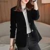 Women's Suits Blazers New Spring Fashion Women Midnight Navy Slim Velvet Blazer Office Lady Double Button Suit Jacket Coat Female Party Clothes GiftL240118