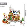 Blokken 1 set kersthuismodelbouwstenen DIY Kerstman Slee Puzzel Montagestenen Kinderspeelgoed Vakantiegeschenken Huisdecoratievaiduryb