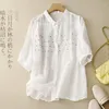 Women's Blouses Women Summer Shirts & Thin Cotton Art Retro Loose Short Sleeved Shirt Top Blusas Mujer De Moda 2024 Verano