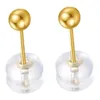 Brincos de pino Real 18K Ouro Amarelo Bola Redonda 2mm/3mm/4mm Tamanho Selo Au750 Design Simples Feminino Branco