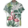 Camisas casuais masculinas 2024 flamingo para homens 3d impresso camisa havaiana praia férias manga curta moda top camiseta blusa camisa