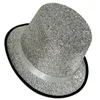 Berety Glitter Top Hat Wide Brim Fedora Carnivals Holiday Short Magician Costume na spotkania na świeżym powietrzu T8NB