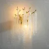 Lampada da parete con foglie sospese Delicato design creativo di lusso Soggiorno Sconce Illuminazione Golden Beautiful