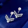 Boucles d'oreilles en argent Sterling 925, couronne de tempérament de personnalité, perle éblouissante naturelle, vente directe d'usine