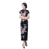 Vêtements ethniques Femmes Classique Cheongsam Dames Longue Qi Pao Sexy Serré Soirée Soirée Chinois Traditionnel Vintage Col Mandarin Qipao Robe