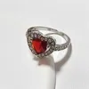 Band Rings Fashion Luxury Red Crystal Heart Rings Silver Color White Red CZ Stone Engagement RFor Women WeddParty Jewelry Gifts J240118