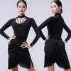Stage Wear 2024 Sexy Bodysuit Latin Dance Tops para Mulheres Chacha Rumba Tango Vestido Ballroom Performance Trajes DN14153