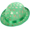 Basker jazzar hatt för Stpatrick Day Flat Top Holiday huvudbonad Irish National Celebration Shamrock Cap Festival rekvisita