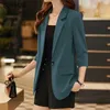 Dameskostuums Blazers CJFHJE Lente Dames Effen Kleur Jasje Nieuw Koreaans Casual Dames Driekwartmouwen Mode Enkele rij knopen JasjeL240118