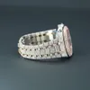 Diamant rostfritt stål All kronograf som arbetar 42 mm Moissanite VVS helt byst Luxurious Rose Gold Men Watch