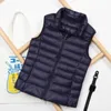 Mode Herfst Stand Kraag Eendendons Vest Vrouwen Elegant Solid Eenvoudige Rits Jassen Casual Warme Vesten Dames Wit 240117