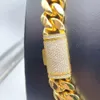 2024 Hip Hop Iced Out Vvs Moissanite Clasp Custom 8mm 10 mm 12 mm 14 mm roestvrijstalen sieradenketen Gold ketting