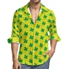 Mäns casual skjortor Green Clover Shamrock Shirt Irish St Patricks Day Long Sleeve Mönster Y2K Blusar Autumn Trending Oversize Clothes