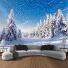 Tapisseries Christmas Tapestry Forest Snowman Tree Santa Claus Holiday Home Decoration Room Wallpapervaiduryd