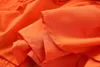 2024スプリングオレンジ色の花柄のドレススパゲッティストラップスクエアネックパネル付きミディカジュアルドレスS4J160110プラスサイズXXL