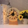 Orologi da tavolo da scrivania Nuovo orologio esotico Luce romantica Pratica ricarica Piccola lampada da tavolo Luminosa decorazione in legno massello 3D Luce notturna YQ240118