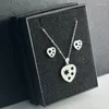 Necklace Earrings Set 30set/lot Stainless Steel Silver Color Heart Heartbeat Pendant Chain Stud Earring For Women Jewelry Wholesale