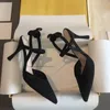 Colibrilite Scarpe nere in microrete Décolleté slingback con tacco alto Sandali con suola in cuoio a rocchetto Designer di lusso da donna Scarpe eleganti Calzature da sera con tacco