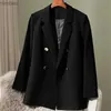 Damenanzüge-Blazer, Frühling, neue koreanische Mode, kleiner Anzug, Oberteil, brauner Anzugmantel, Damen-Blazer mit lockerem, geradem Schlauch, Temperament, Büroarbeitsanzug, Jacke, L240118