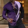 Chemises décontractées pour hommes Chemise hawaïenne Ligne 3D Manches longues Col de boule T-shirt surdimensionné Vêtements d'été 2024 Haute qualité