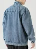 Stand Collar Denim Jacket Men Casual Autumn Zip Clre Coat Loose Baggy Blue Retro Man Fashion Clothing 240117