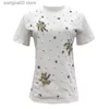 Camiseta feminina 2024 início da primavera nova indústria pesada prego grânulo manga curta camiseta requintado moda casual versátil topo t240118