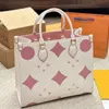 New Tote Bags Large Capacity Totes Fashion Shopping Bags Leather Designer Bags Embossed Flower Women Handbag Purses Shoulder Bag Cross Body Bag Pink Blue Purse Green