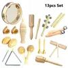 Toddlers Music Toys Set Castanet Sand Hammer Tambourine Triangle Double Ringer Orff Percussion Instrument Sets Montessori 240117