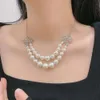 Viviennelies plein diamant arc épissage double couche collier de perles femmes luxueux tempérament créateur bijoutier Westwood pour femme cadeaux de vacances de haute qualité