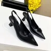 Gracieux Designer Talons hauts Chignon creux Femmes en cuir verni chaussures habillées épaisses Bijoux en métal robe de soirée pointue Chaussures de mariage Sandales à bout carré Letterg