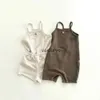 ジャンプスーツ2023夏の新しい赤ちゃんの袖なしロンパーソリッド幼児の少年服幼児綿ジャンプスーツ新生児快適な通気性パジャマH240508
