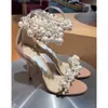 JC Jimmynessità Choo Scarpe lussuose eu35-43 tacchi di sandali alti estivi foowear maisel perla abbellita alla caviglia elegante marchio designer lady comfort