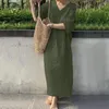 Casual jurken Verkleden Antipilling Retro katoenlinnen Lange losse jurk Dagelijks kledingstuk