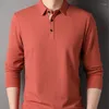 Erkek Polos İlkbahar ve Sonbahar Pullover Yakel Düğmesi Katı Ekose Uzun Kollu T-Shirt Polo Alt Moda Günlük Tatil Elbise Üstleri