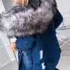 Giacca invernale da donna calda e soffice, con colletto soffice, con cappuccio, giacca di jeans spessa, foderata in peluche, calda, manica lunga, cappotto di jeans, abbottonato, oversize, allentato 240117