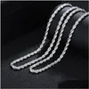 Kedjor 925 Sterling Sier 16/18/20/22/24 Inch 4mm Twisted Rope Chain Necklace For Women Man Fashion Wedding Charm smycken Drop Deliver Dhmxl