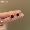 Ohrstecker Vintage Runde Rot Schwarz Blumen Für Frauen Dame Mädchen Mode Romantische Hochzeit Geometrische Party Schmuck Geschenke