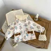 Jackets Winter New Newborn Baby Cute Bear Print Coat Long Sleeve Infant Warm Padded Jacket Plus Velvet Thick Toddler Girl Clothes H240508