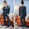 Kvinnors sömnkläder 2024 Pyjamas Spring Autumn Long Sleeve LoungeWear Student Dormitory kan bära hemkläder Set Cotton Loose Nightwear